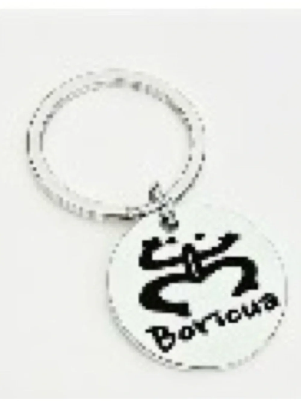 Stainless Steel Boricua Script Round Keychain - White & Black
